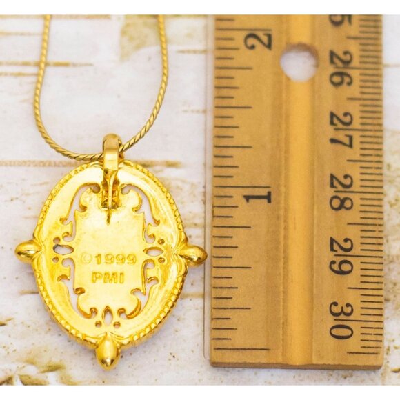 18 inch, Vintage Oval Adorable Artsy Lady Necklace by Precious Memories - BP1 - Picture 3 of 3